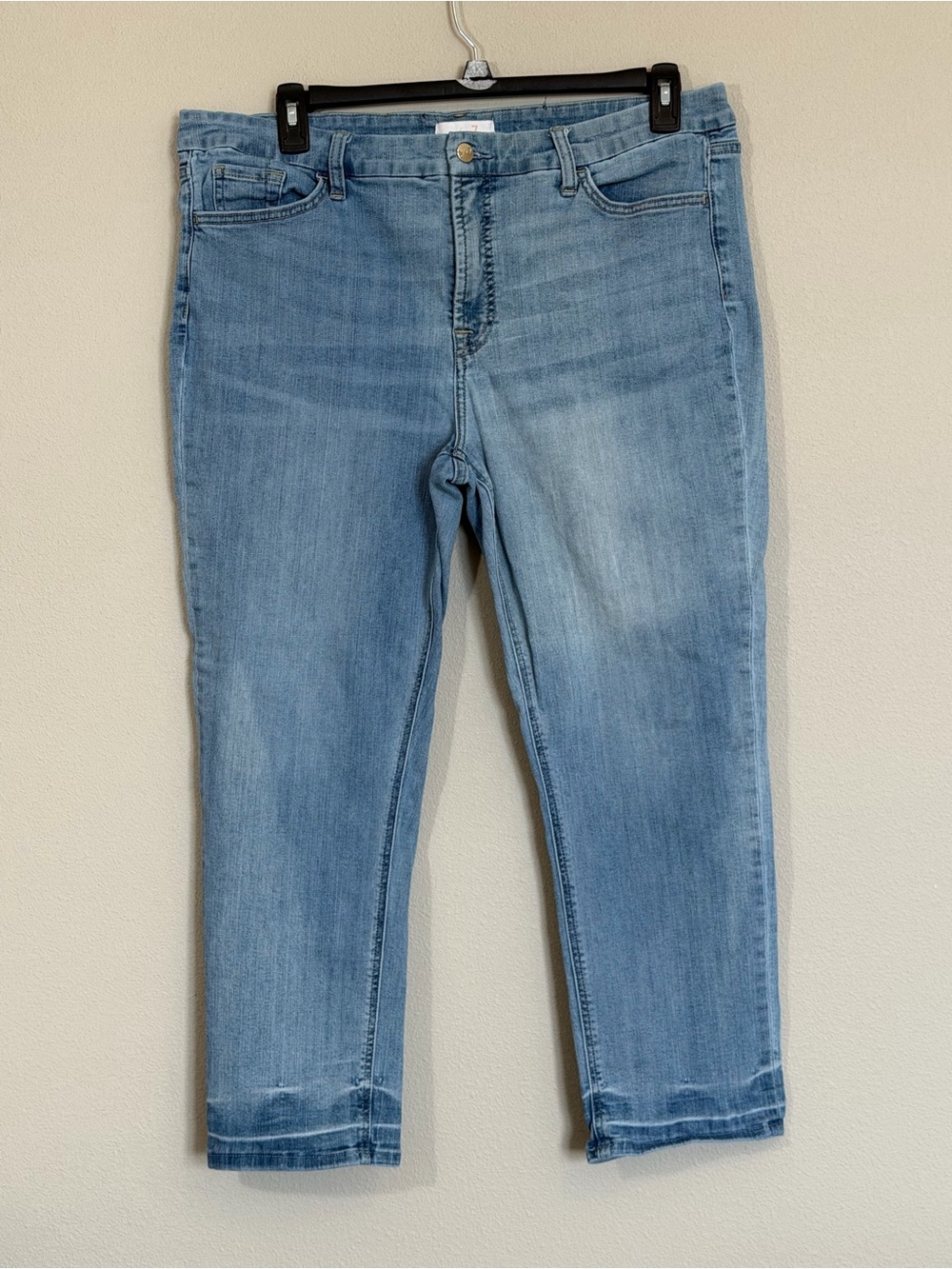 Jen 7 Light Blue Skinny Ankle Jeans, stretchy, size 18